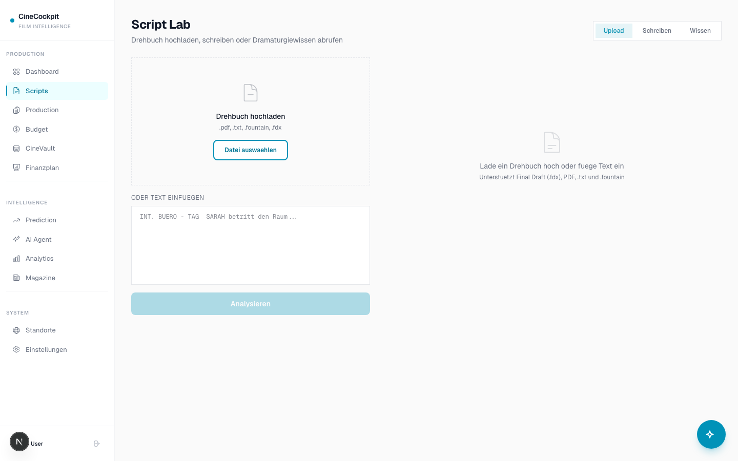 CineCockpit — Script Lab Analyse